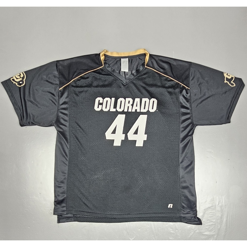 Vtg Russell NCAA Colorado Buffaloes #44 Football Jersey‎ Mens XL Black USA Mesh
